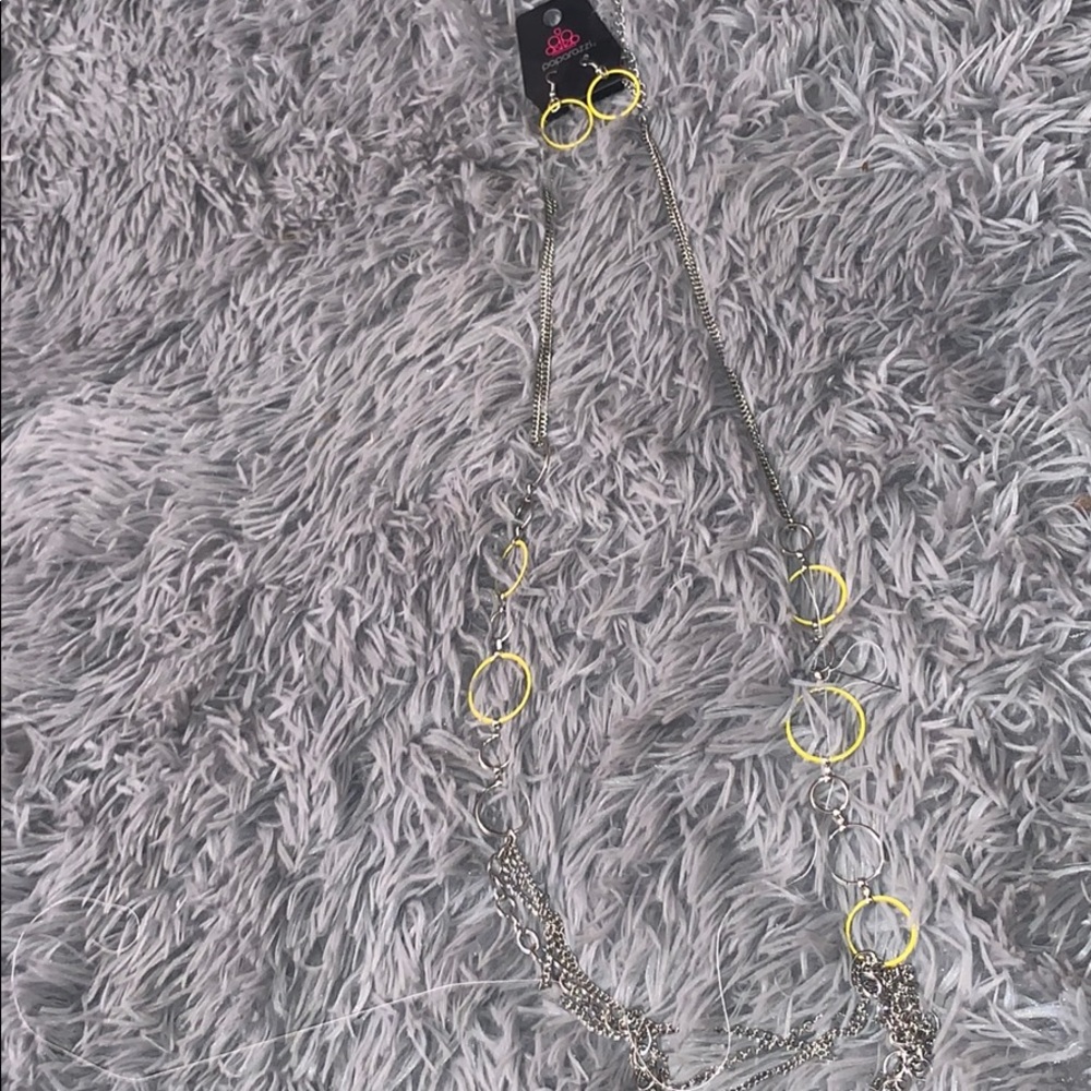 yellow necklace and earring set